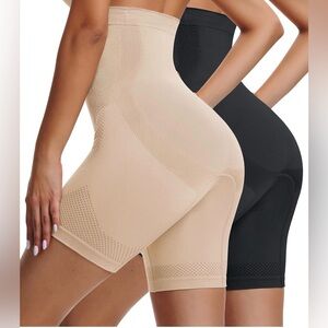 2 M/L Shapewear Shorts in Black and Nude